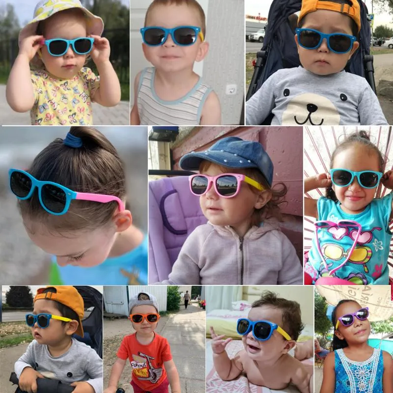 Crianças Óculos de sol polarizados TR90 Garotas meninas do sol Presente de segurança de silicone para crianças Baby UV400 Eyewear209f