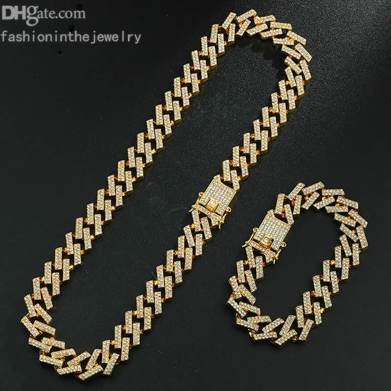 Kedja män halsband designer smycken lyx mode guld silver halsband och armband set miami hip hop för män kvinnor is ut cha2656