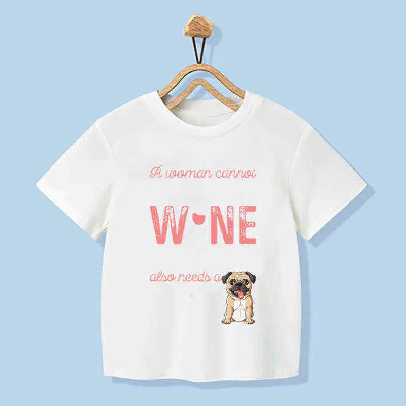 Sommar T-shirt för tjejer Pojkar Cool Pug Roller Skridskoåkning Animal Print Tshirt Kawaii Kids Kläder Hund Rolig T-shirt, YKP011 G1224