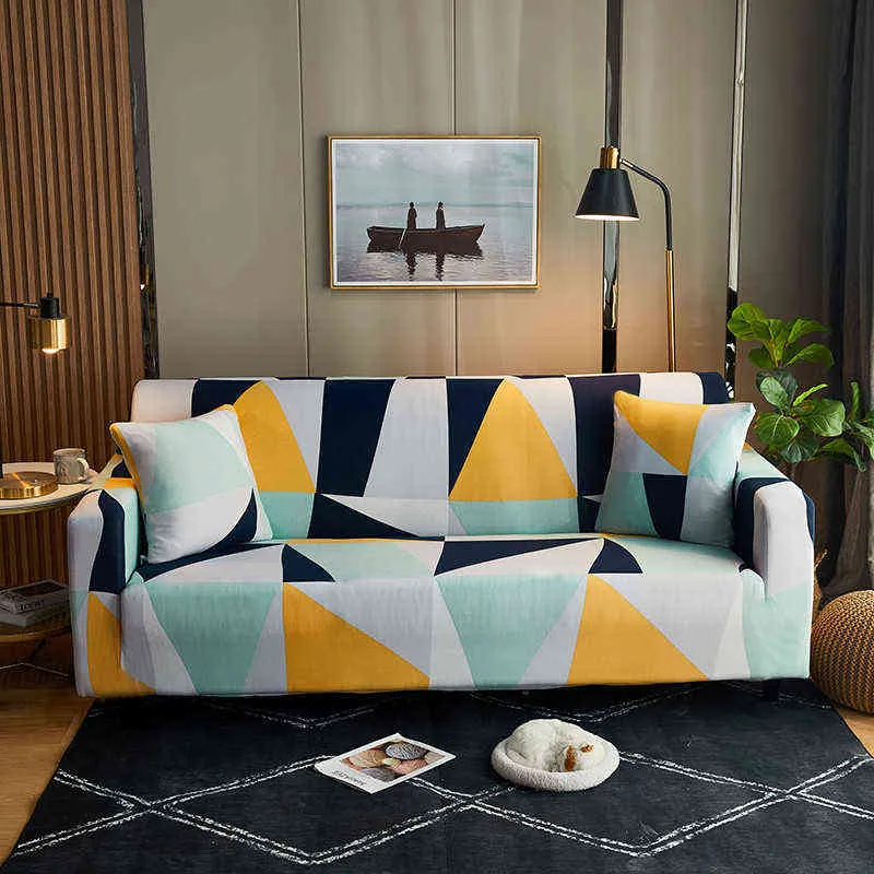Elastic Stretch Sofa Covers para sala de estar Boho Estilo Slipcovers All-Inclusive Couch Case Capa de Poltrona 211207