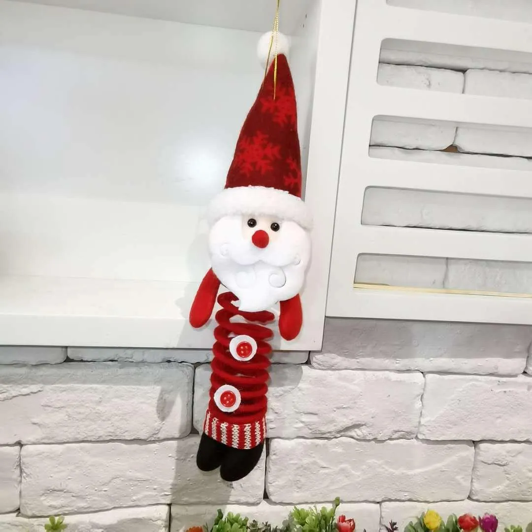 2021 Weihnachten Dekorationen Schaukel Frühling Fuß Puppe Santa Claus Schneemann Elch Plüsch Puppe Anhänger Weihnachten Geschenk Zappeln Spielzeug