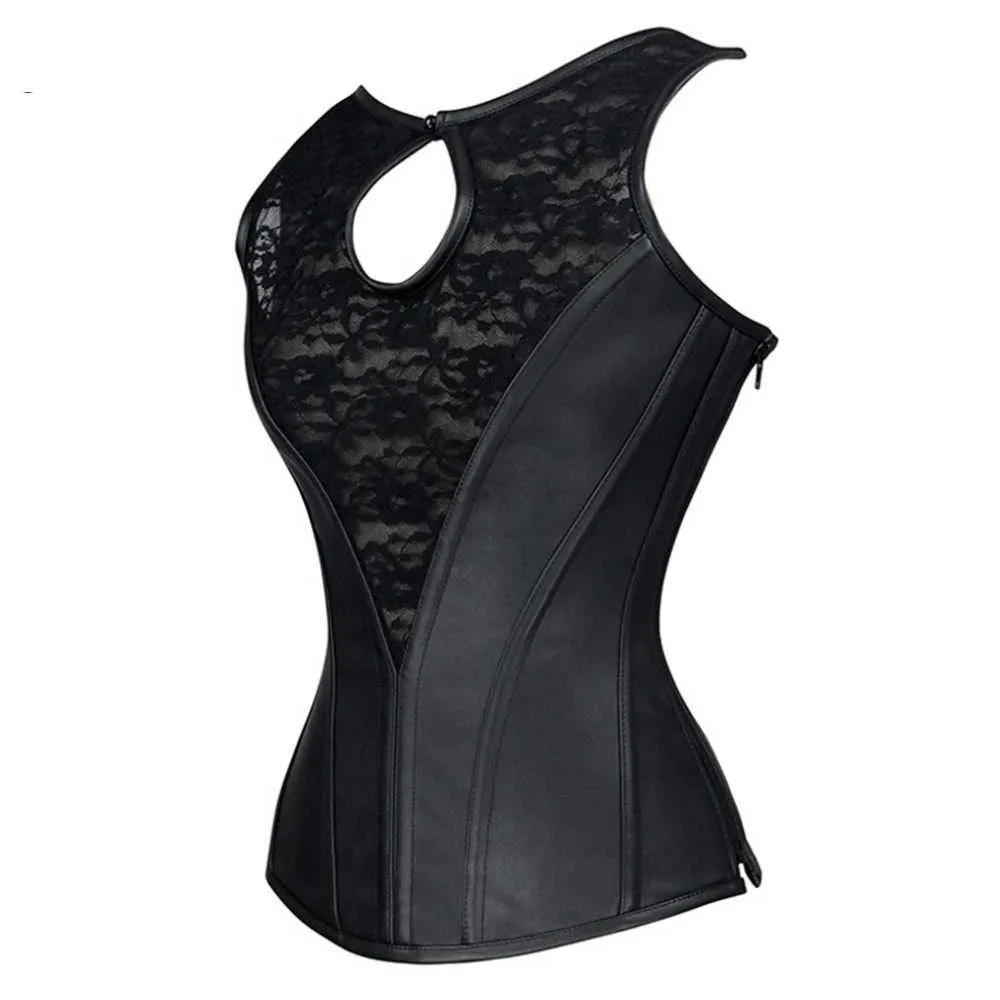 Charmian-Women-s-Training-Black-Lace-PU-Steel-Bone-Bodyshaper-Waist-trainer-Zipper-Closure-Vest-Corset-(1)