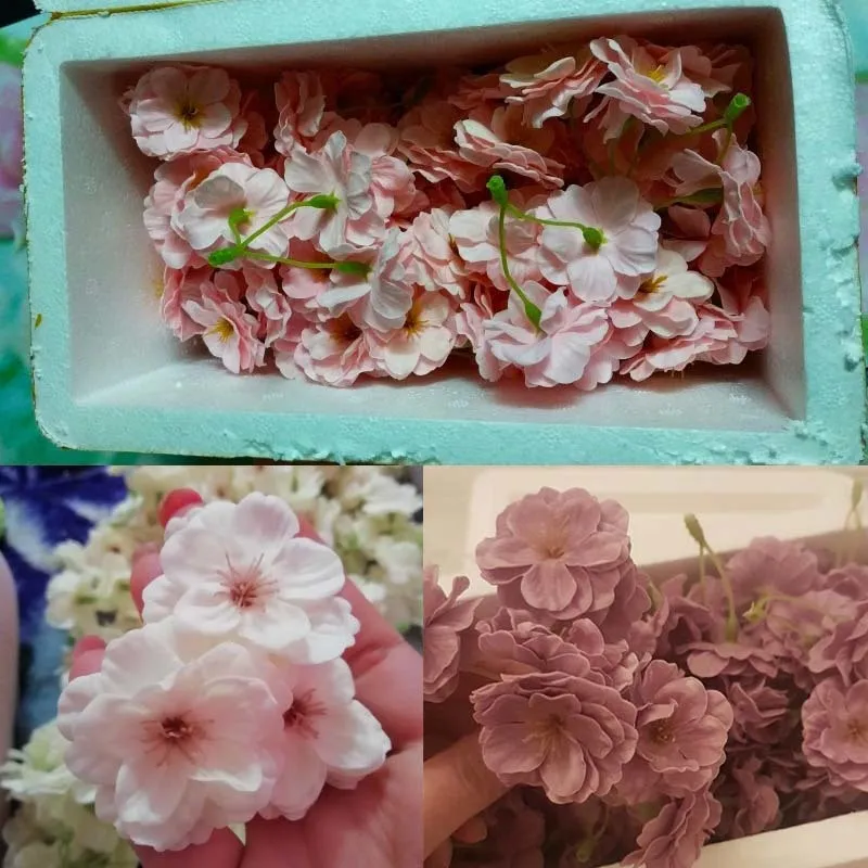 50 stks / set zeep kunstbloem kersenbloesem bloem hoofden bloemblaadjes bruids bruidspartij supply tafel vloer DIY decoratie 210317