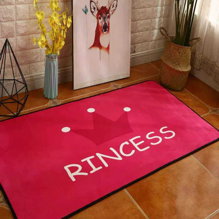 Nordic cartoon girl heart princess carpet cute pink rugs kids room baby living bed magic floor mat bedside 210626