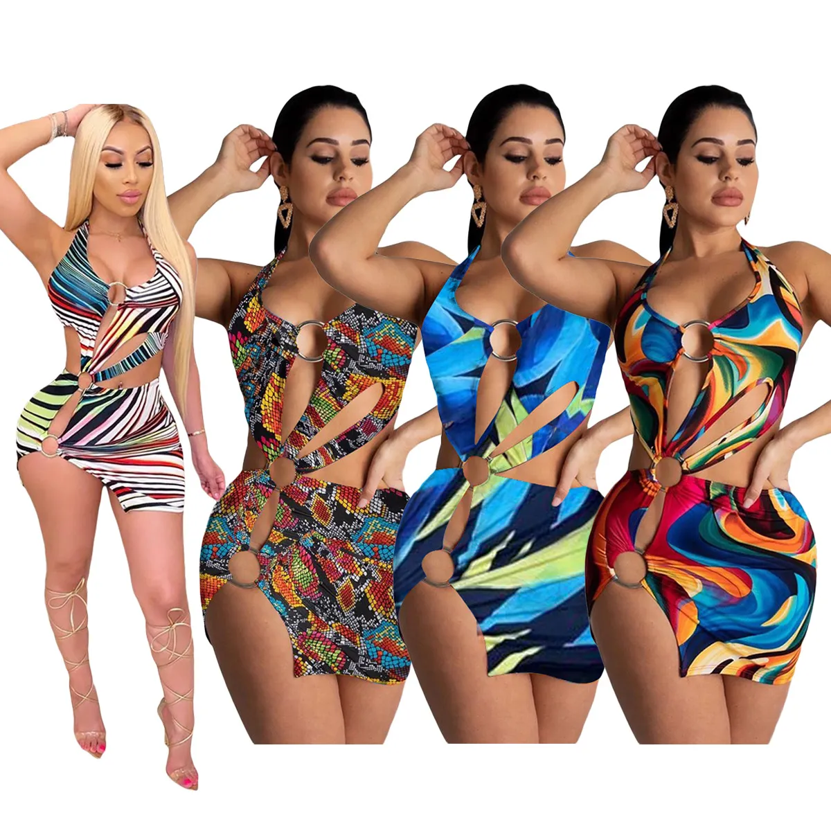 Mulheres Swimwear colorido impressão vestido de maiô fashion feminino terno de banho especialista designat mais Último estilo status original