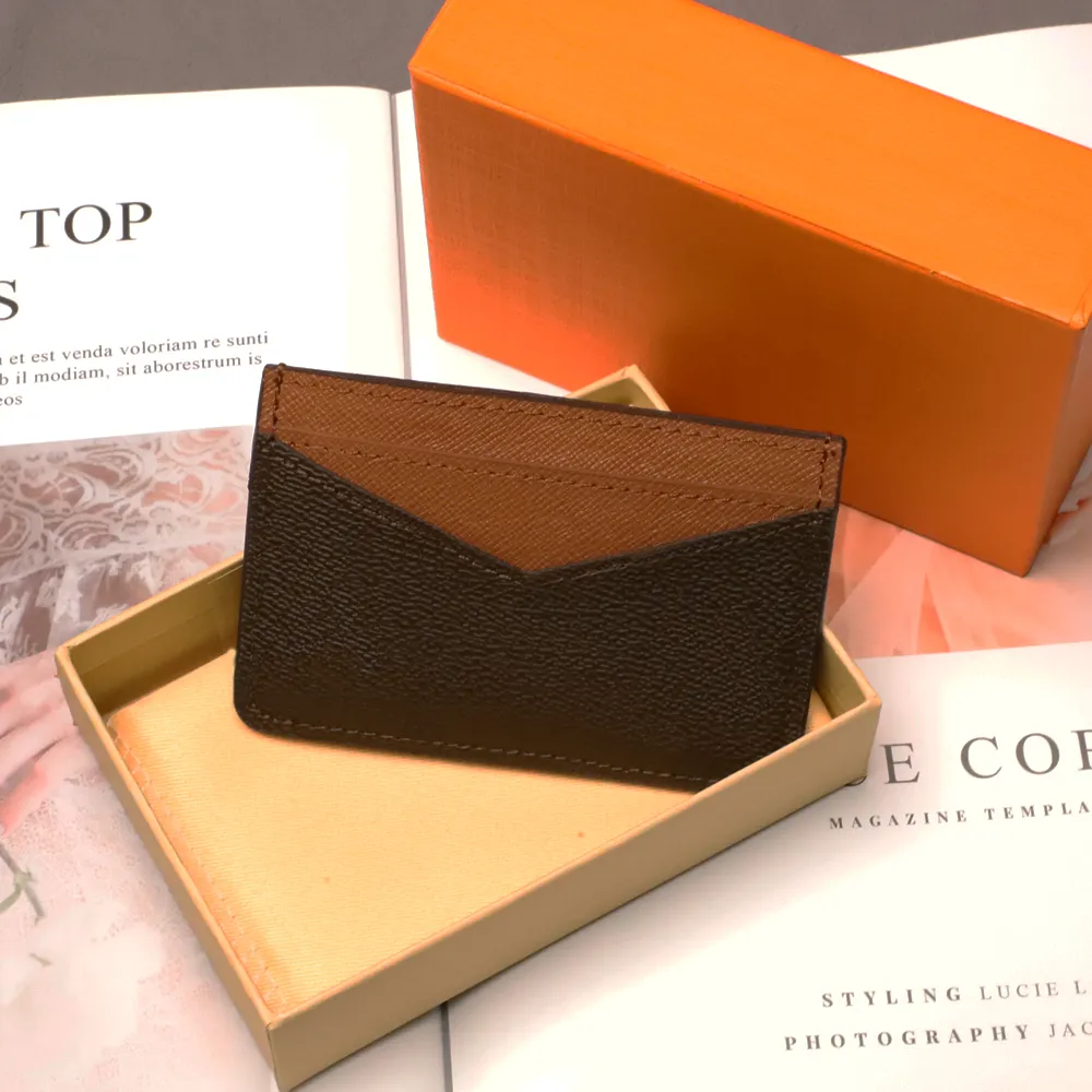 Kortplånbok för män Kort Miniplånbok Kredithållare Äkta läder Clutch Dam Clutch Designer Pengar Myntväska För Födelsedagspresent