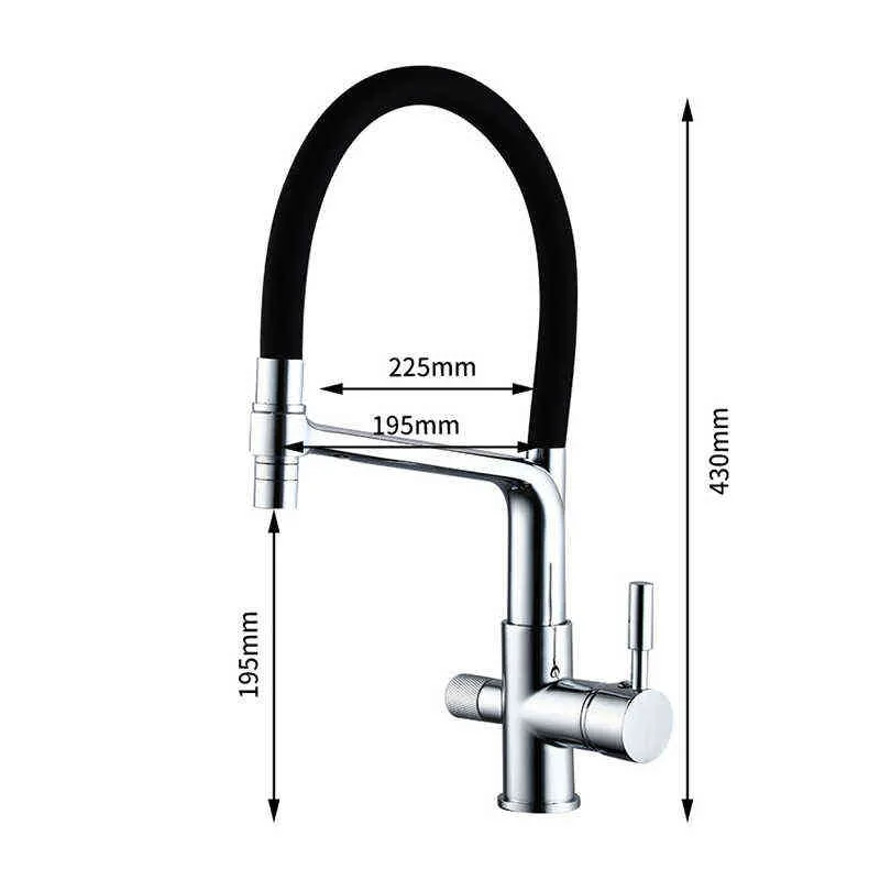 Sugword Matte Svart Rent Vattenfilter Kök Kran Dra Down Down Tout Filtrerad Dual Handle Brass Cold Mixer Tap 17 Typer 211108