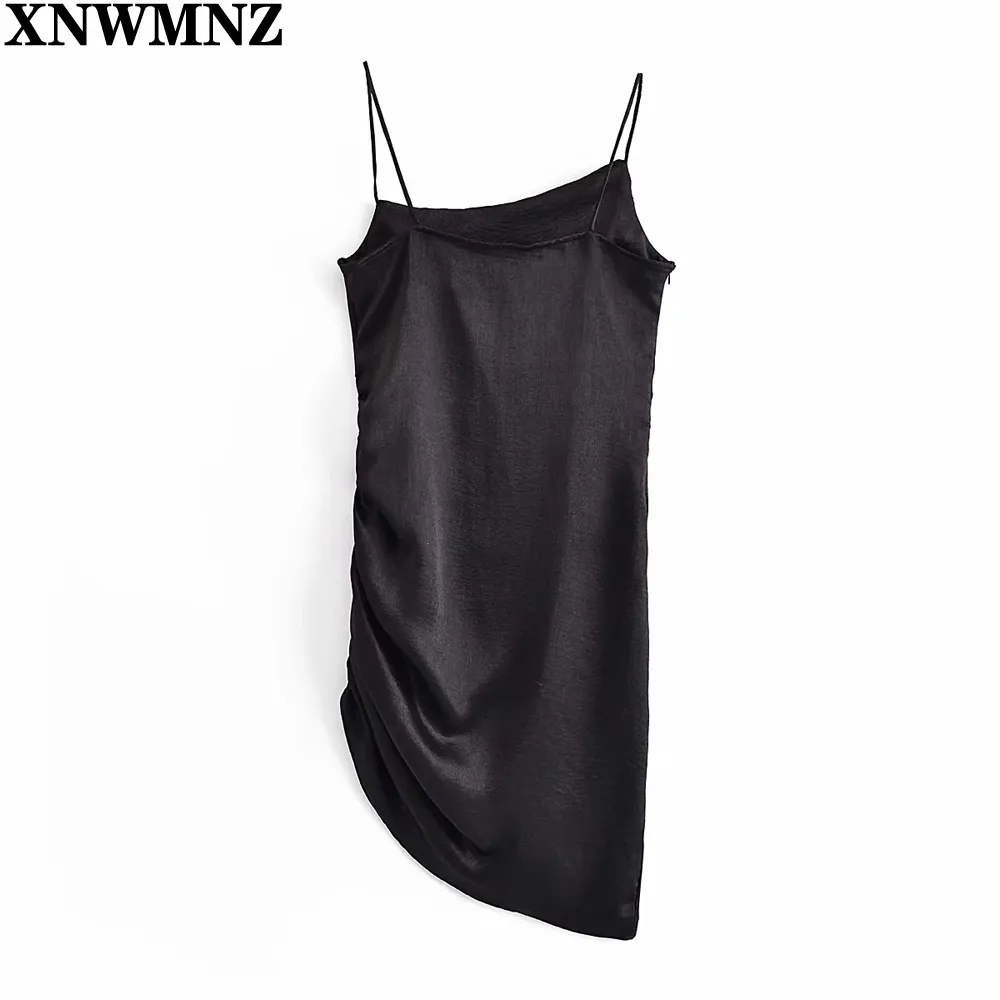 Kleid Frau Sexy Mode Falten Mini Backless Dünne Träger Weibliche es Vestidos Mujer sommer frauen kleid 210520