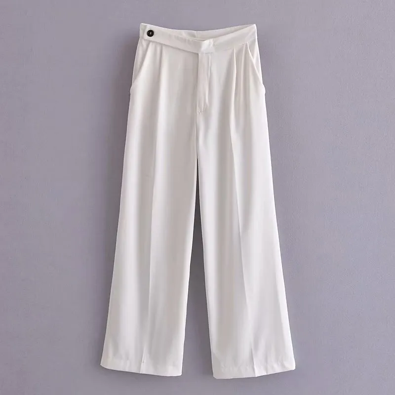 Białe spodnie dresowe kobiety ponadgabarytowe szerokie spodnie nogi kobiety lato wysoka talia proste worki damskie Y2K Streetwear 210430