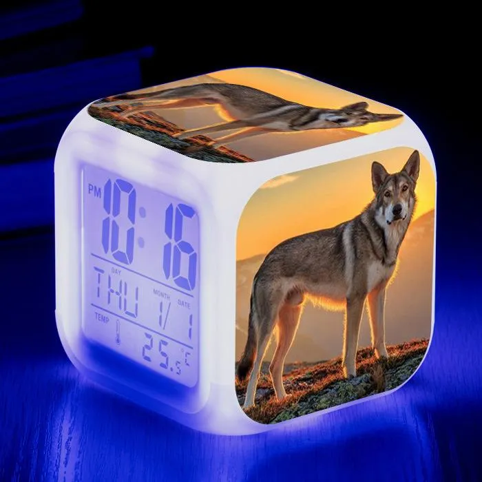 Autres horloges Accessoires Wolf 3D Imprimer Cartoon LED Clock Digital Animal Alarme électronique pour enfants adultes Gift261v