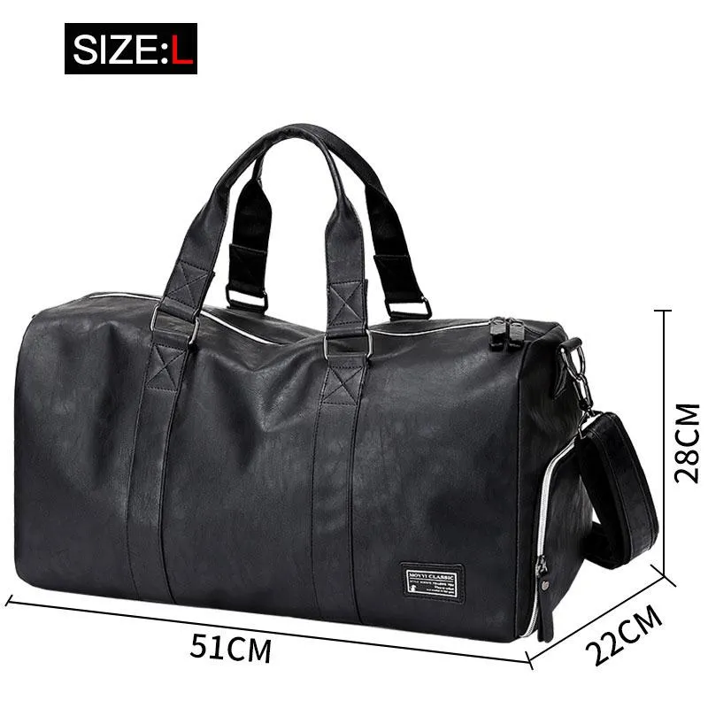 Torby Duffel Black Men Travel DUFLE Waterproof Waterproof PU Skórzane torebki torba na ramię dla kobiet mężczyzny biuro biuro