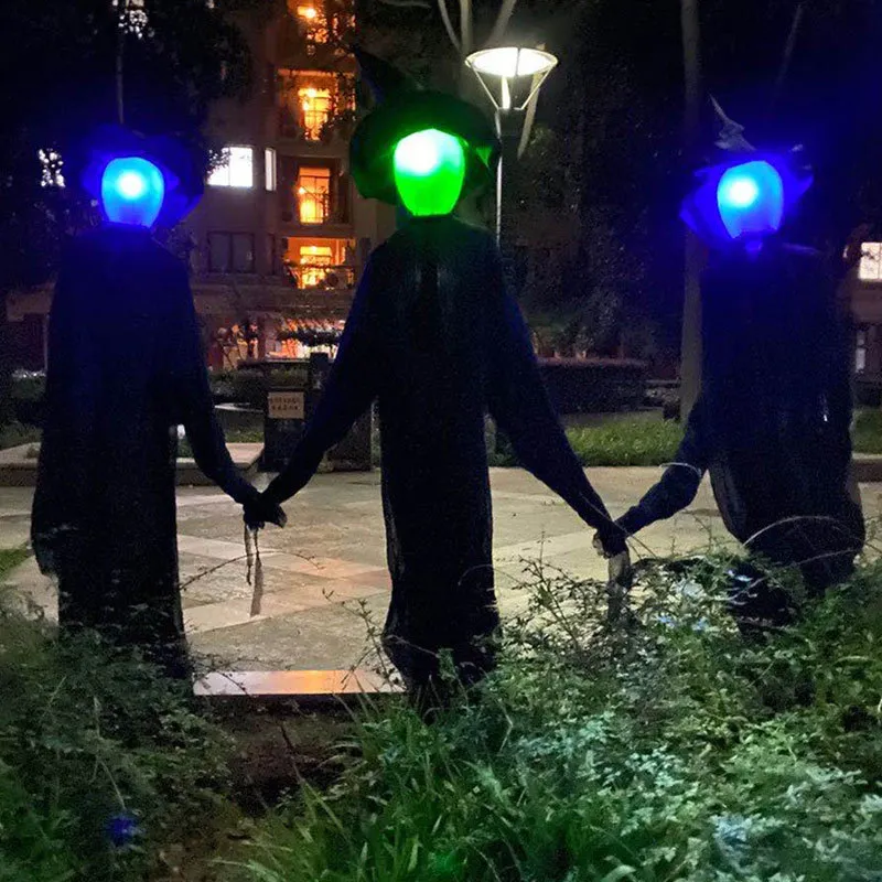 / Set di decorazioni streghe di Halloween illuminate Controllo vocale Bagliore e suono Puntelli feste in casa stregata BV789