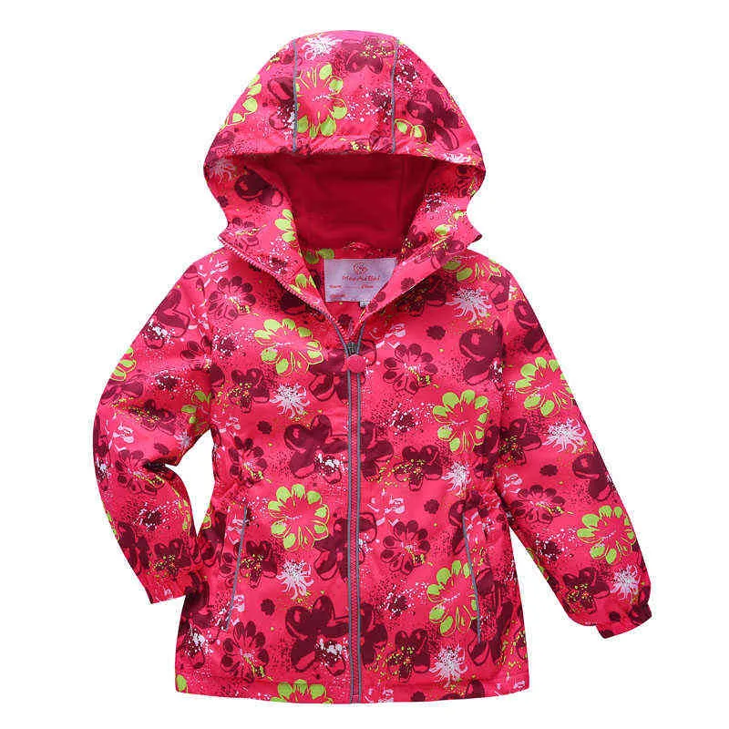 Frühling Herbst Mädchen Warme Wasserdichte Winddichte Jacken Polar Fleece Mäntel Kind Mit Kapuze Kinder Oberbekleidung Für 3-12 T 211204