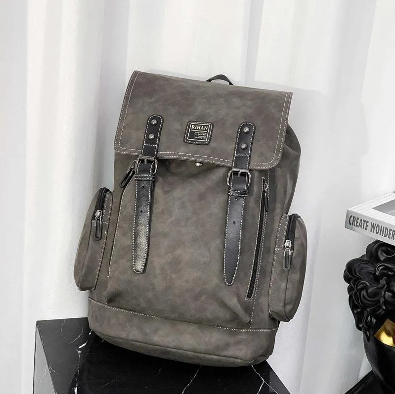 Outlet de fábrica, bolso para hombre, tendencia callejera, cinturón, decoración, mochila para hombre, mochilas de cuero para ocio al aire libre, cuero gris, mensajero ba227i