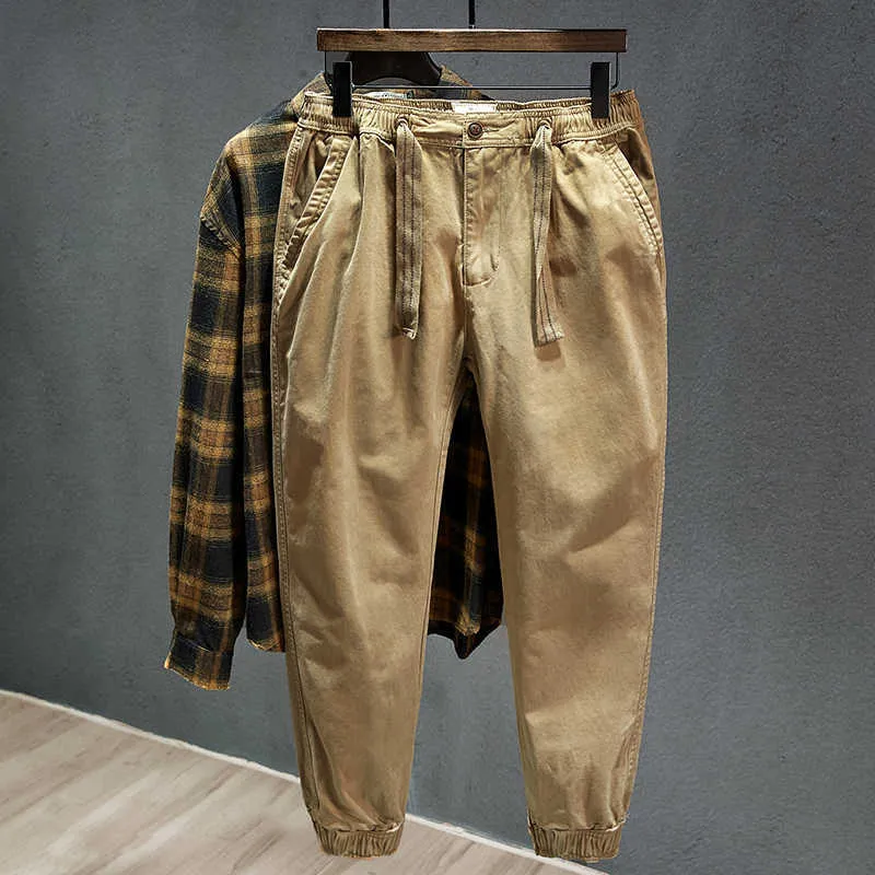 Pantalon cargo pour hommes Streetwear Printemps Style coréen Bande de taille élastique Camouflage Mode Casual Harem Pantalon Mâle Joggers 210715