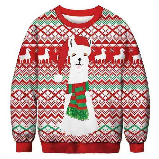 Unisex Men Women 2021 Ugly Christmas Sweater Santa Elf Funny Christmas Fake Hair Jumper Autumn Winter Tops Clothing Wholesale Y1118