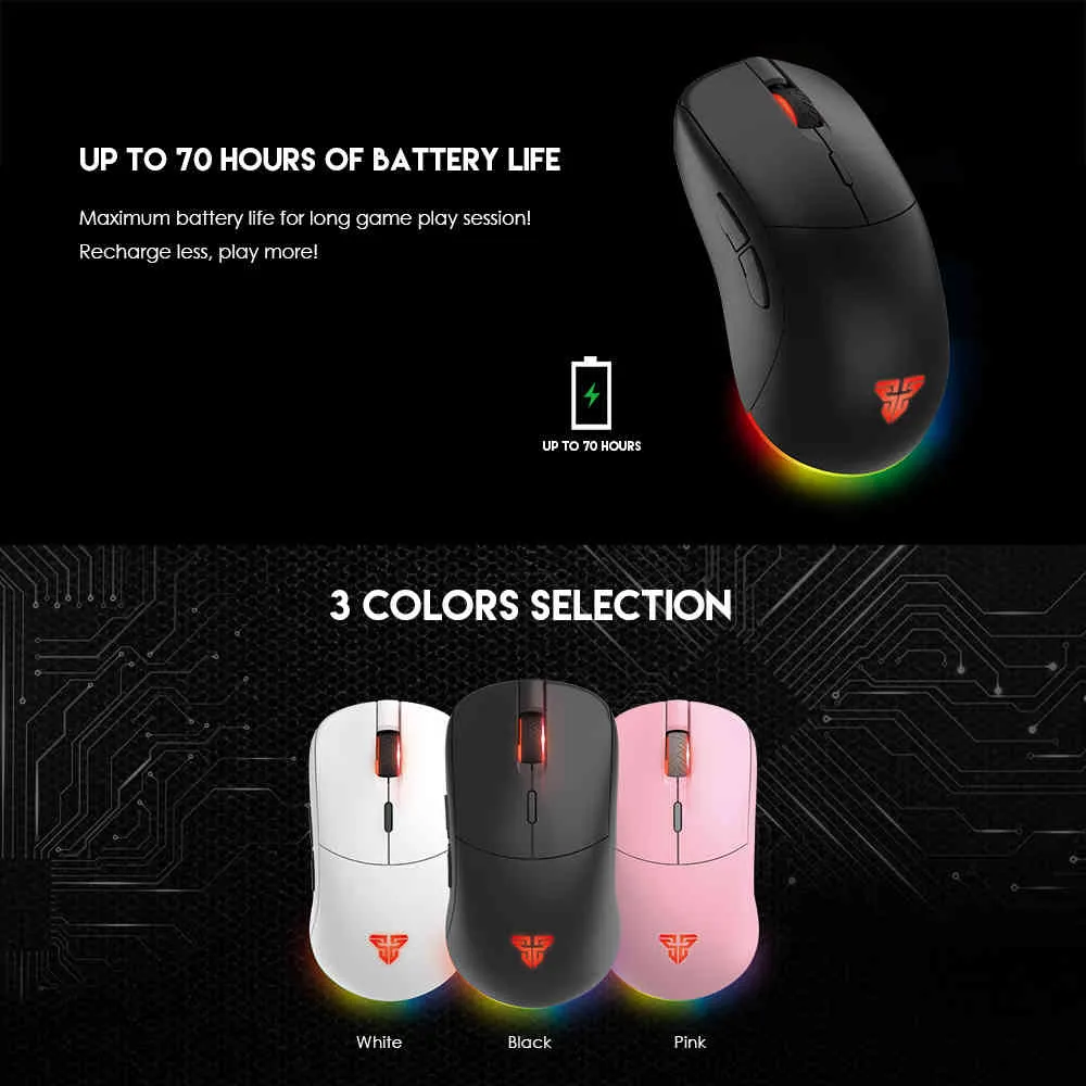 Fantch XD3 Wireless Gaming Mouse PixArt 3335 16000DPI 2.4G RGB Gra Myszy 6 Makro Przyciski 50 milionów LOL FPS Gamer M