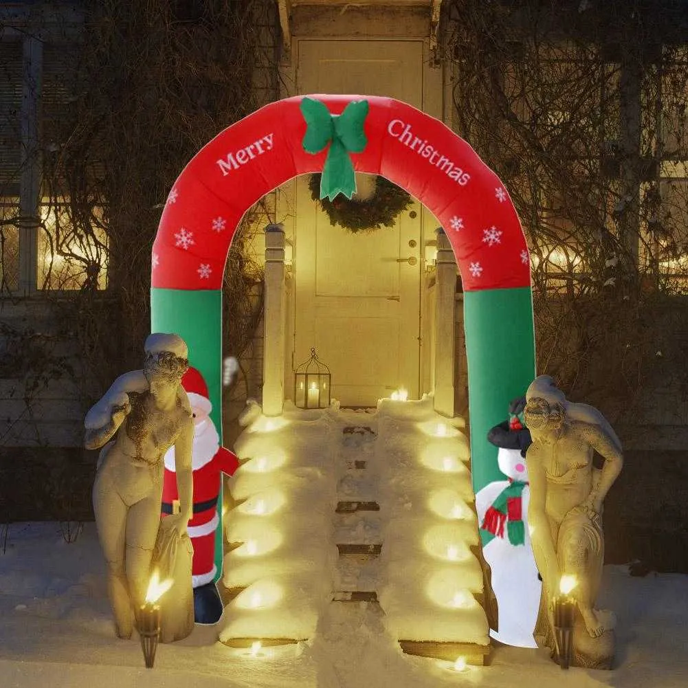 2.4m Christmas Arch Inflatable Toy Arch Party Decoration Xmas Year Shop Christmas Garden Decoration Outdoor Props Ornaments 211012