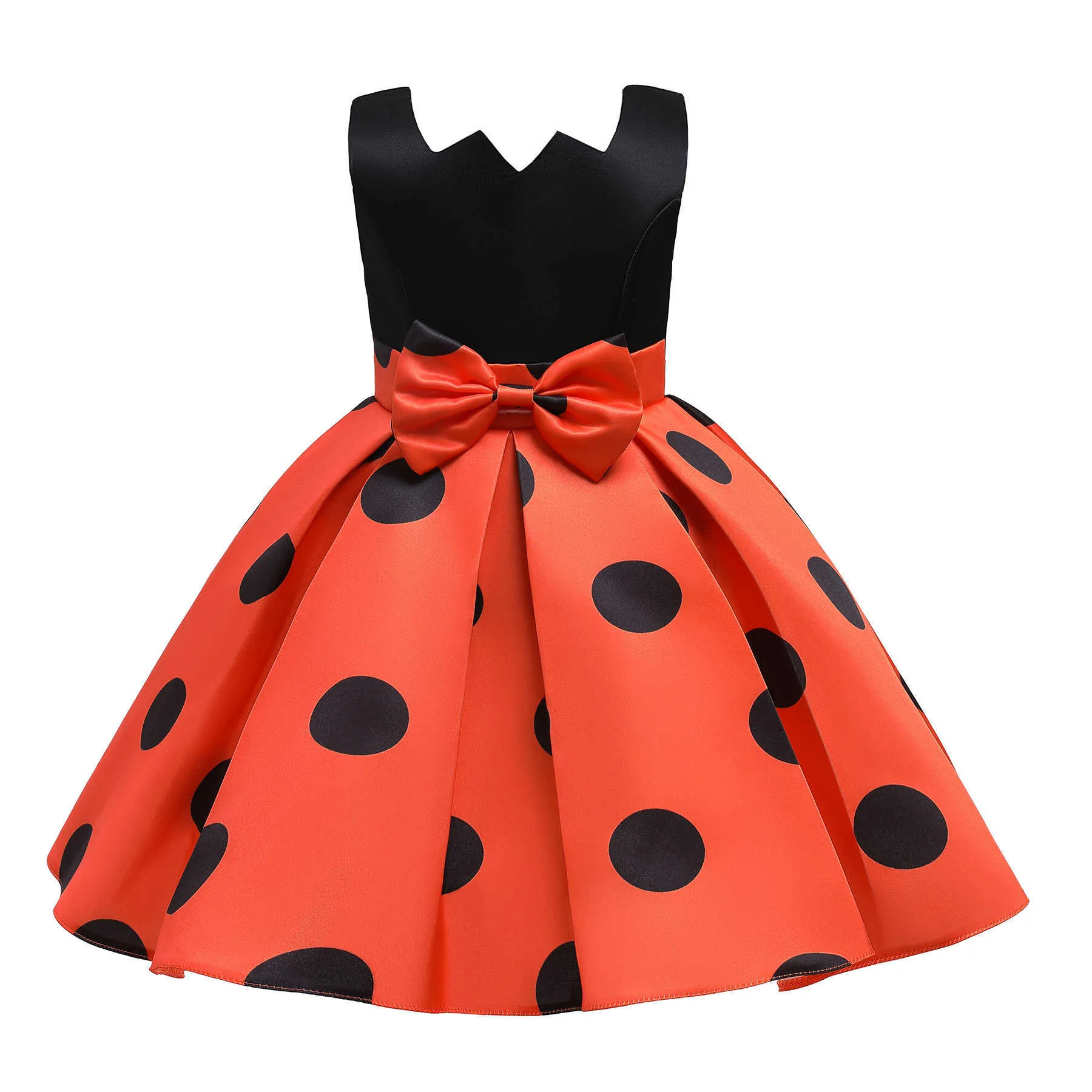 Kinderkleider 2021 Neue Mädchen Dot Halloween Party Kleider Kleine Mädchen Bankett Kleid Baby Ärmellose Prinzessin Kleider Q0716