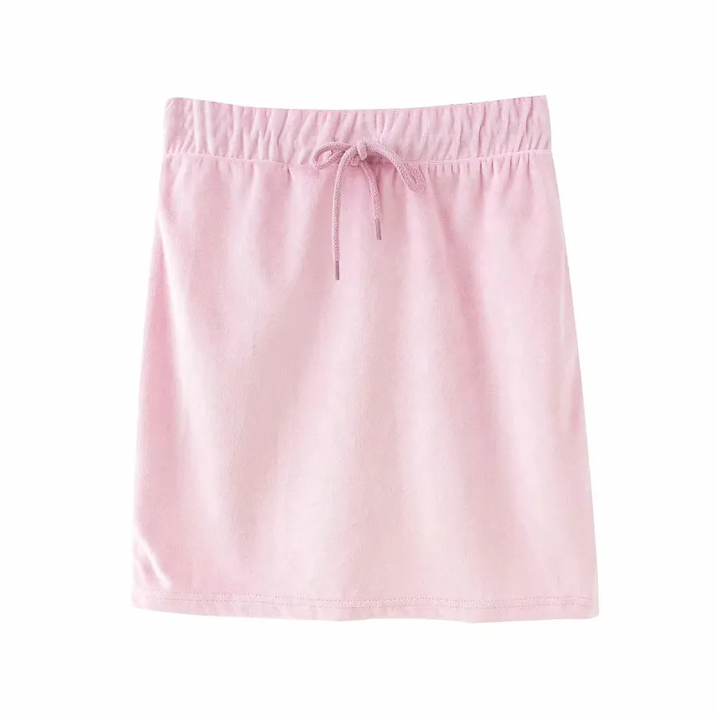 Причинные женщины A-Line Короткие юбки Летние Мода Дамы Элегантные начало Розовые Женщины Сплошные Девушки Chic 210427