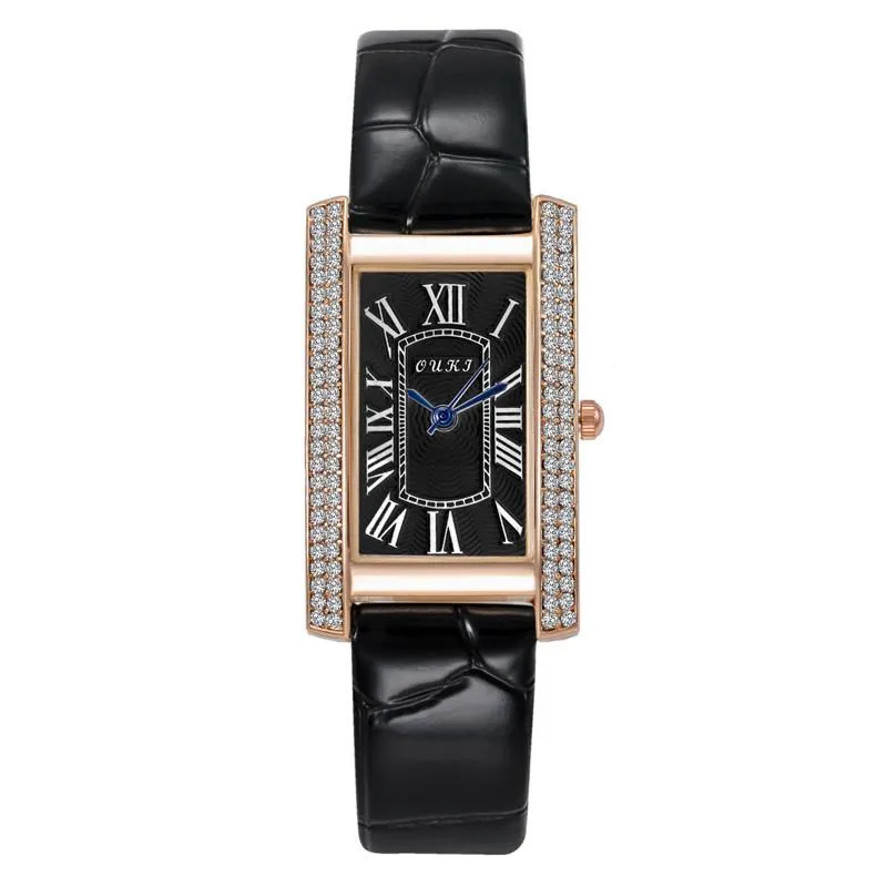 Relojes de pulsera Jessingshow Relojes de mujer Moda Reloj de mujer Reloj de cuero Rectángulo de lujo Diamante Reloj de pulsera de cuarzo Regalos Pulsera227P