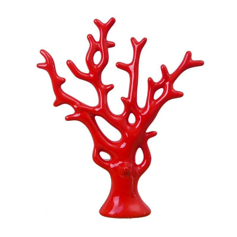 Porselein Coral Shape Home Decor Ambachten Keramische Fortune Tree Kast Beeldjes Ornamenten 5 Kleuren Optioneel