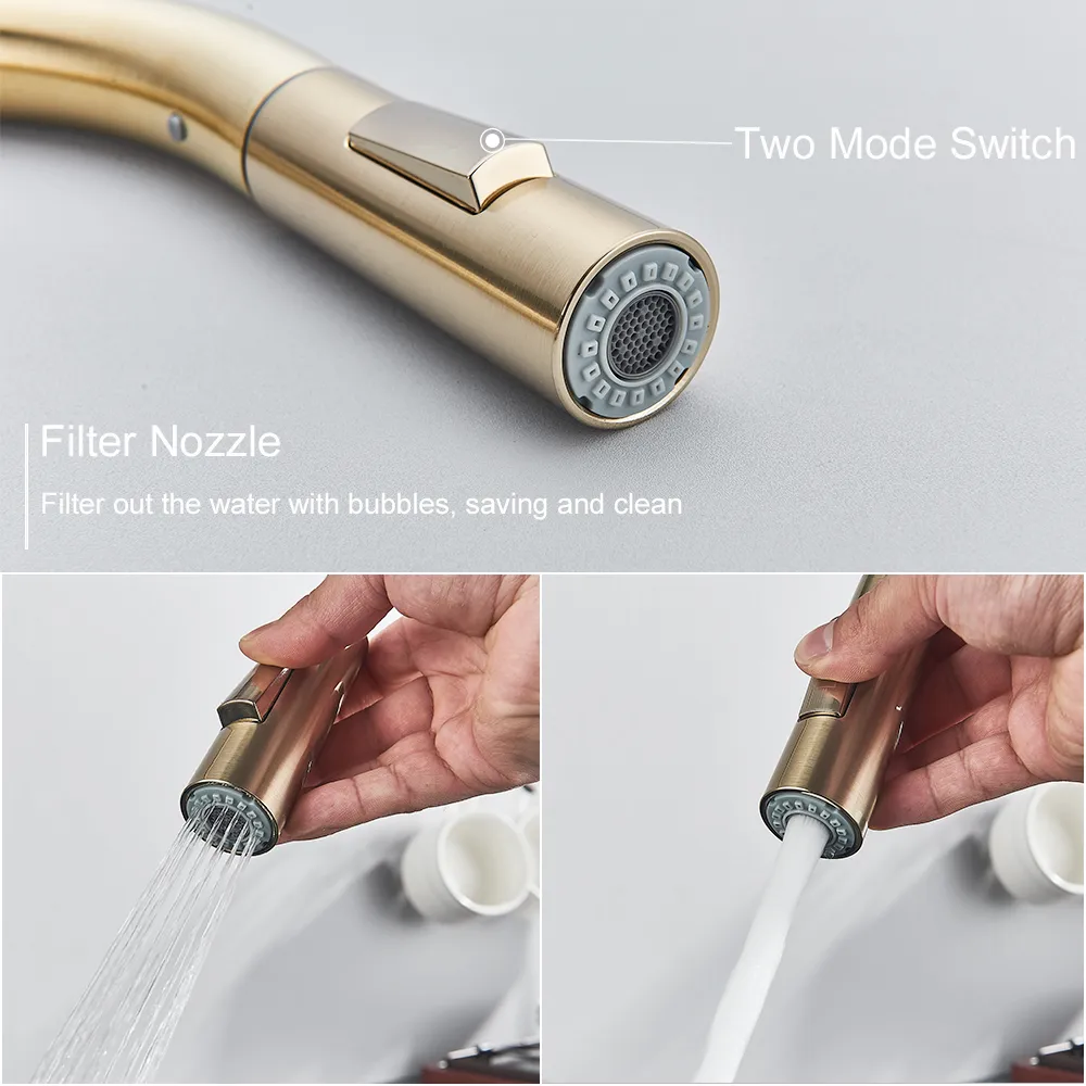 Pull Out Sensor Kitchen Faucet Brushed Gold Sensitive Touch Control Faucet Mixer For Kitchen Touch Sensor Kitchen Mixer Tap4411693