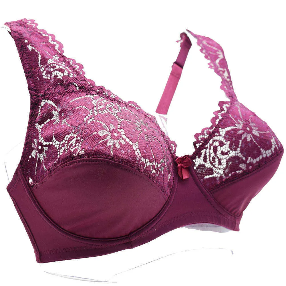 Kvinnor Floral Unlined Lace Bra Perspektiv Brassiere Sexig Underkläder Underwired Bralette Underkläder Plus Storlek Bras B C D E F CUP 210728