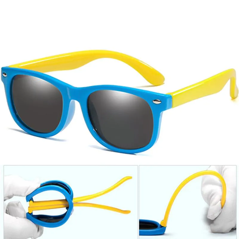 Enfants lunettes de soleil polarisées tr90 garçons filles verres de soleil cadeau de sécurité en silicone pour enfants baby uv400 Vintage Eyewear209f