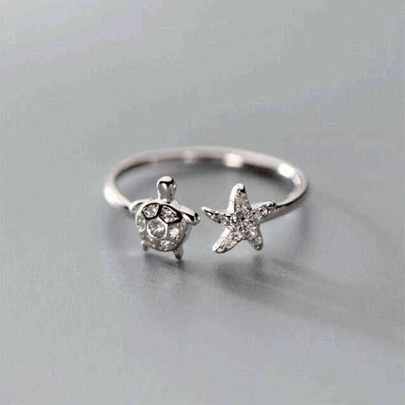 Anelli da dito formato aperto con stella marina e tartaruga gioielli di moda da donna, regali casual feste G1125
