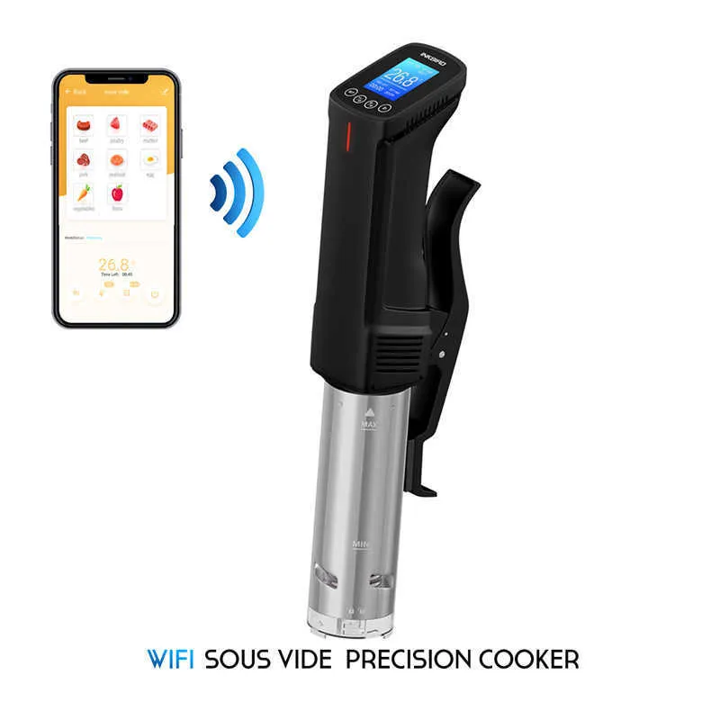 Inkbird Sottovuoto Lento Sous Vide WI-FI Fornello Alimenti 1000W Potente Circolatore ad Immersione - Display LCD con timer digitale Acciaio Inossidabile 210719