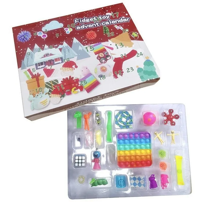 Boże Narodzenie Fidget Toy Advent Kalendarz dla dziewczyn chłopcy dzieci dorośli niespodzianka relief stres liczyć puszek przyjęcie wakacje prezent sd31