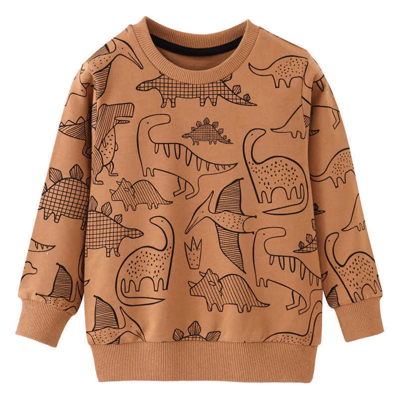 Hoppmätare Boys Flickor Sweatshirts With Animals Print Försäljning Barn Bomull Toppar För Höst Vår Småbarn Kläder 210529