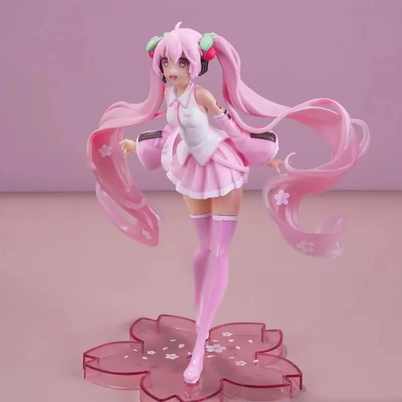 Anime hatsunemiku figur sakura rosa flickor figur pvc staty anime fans modeller staty hem skrivbord bil dekora samlarobjekt gif5028987