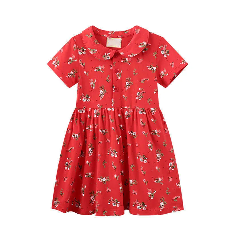 Robes pour filles Robe de fraise Été Enfants Vêtements Robe Coton Sukienki Fleur Impression Robe Fille Bébé Fille Costume Q0716