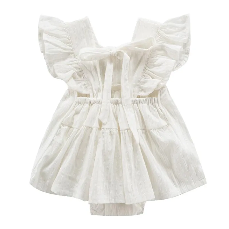 Baby meisjes kleding 0-24m geboren peuter prinses kant romper leuke verjaardag wit jumpsuit 210429