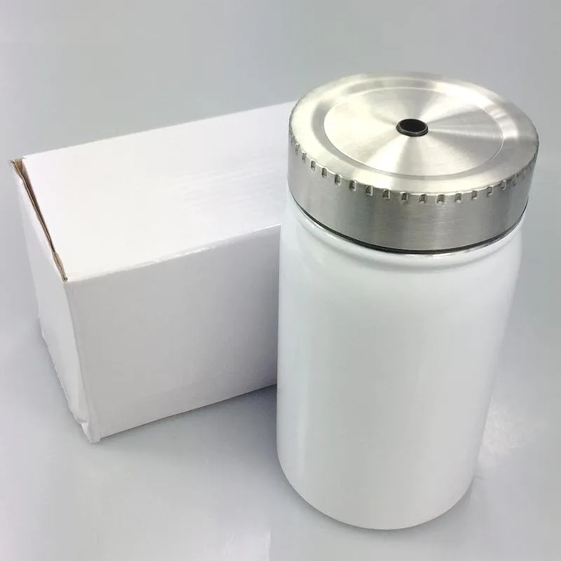 US Entrepôt 500 ml Sublimation Mason Jar Tasses Tasse à café en acier inoxydable Portable Isolation thermique Tumbler Bouteille anti-poussière avec M306G
