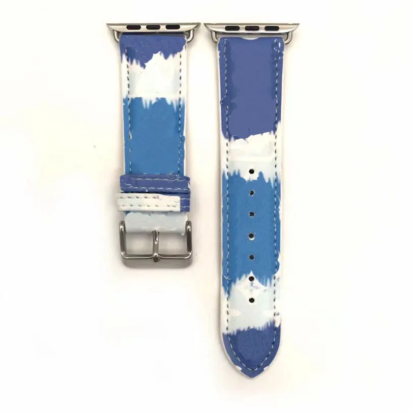 L été designer mode Bracelets Bracelet pour iPhone Watch Band 41mm 45mm 42mm 38mm 40mm 44mm iwatch 2 3 4 5 6 7 bandes Bracelet en cuir Stripes ivy001