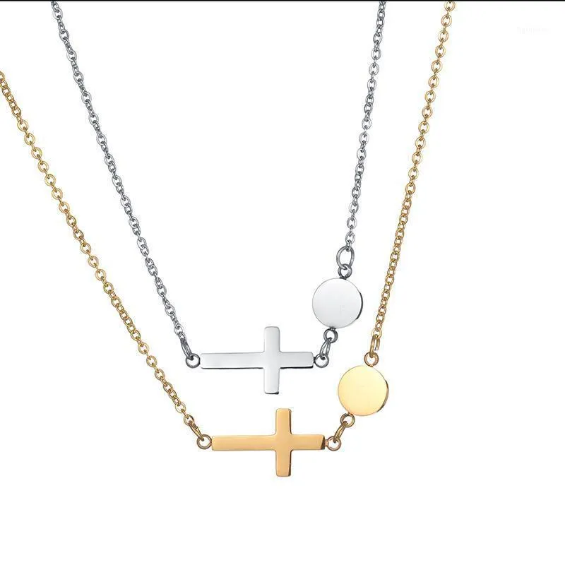 women Cross Pendant Necklace Stainless Steel Statement Chokers Necklaces for Women Religious Jewelry Neckless Birthday Gifts