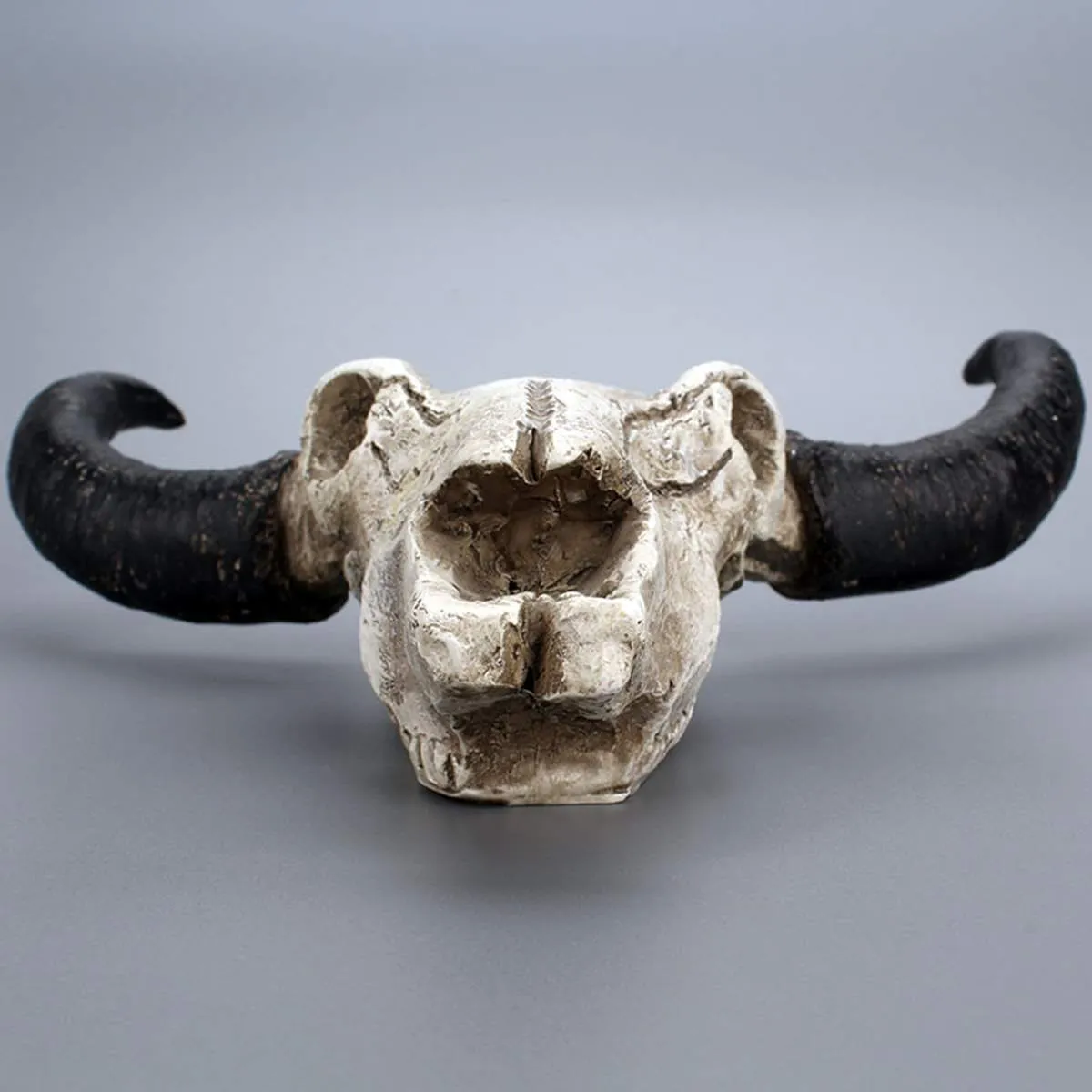 Harts tjur koskull huvud vägg hängande dekor 3d djur djurliv skulptur figurer hantverk horn halloween för hem bar 210329