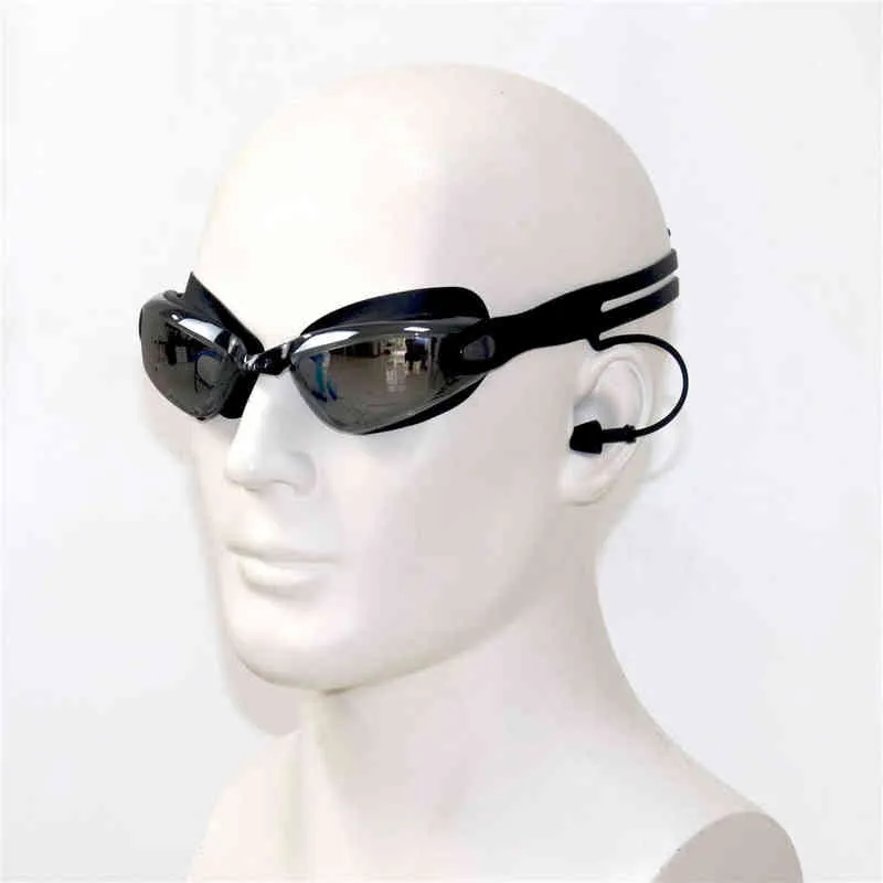 Superzyy Black Plated Nadar Goggles Earneca Profissional Adulto Silicone Cap copos Anti Fog Men Mulheres Eyewear Y220428