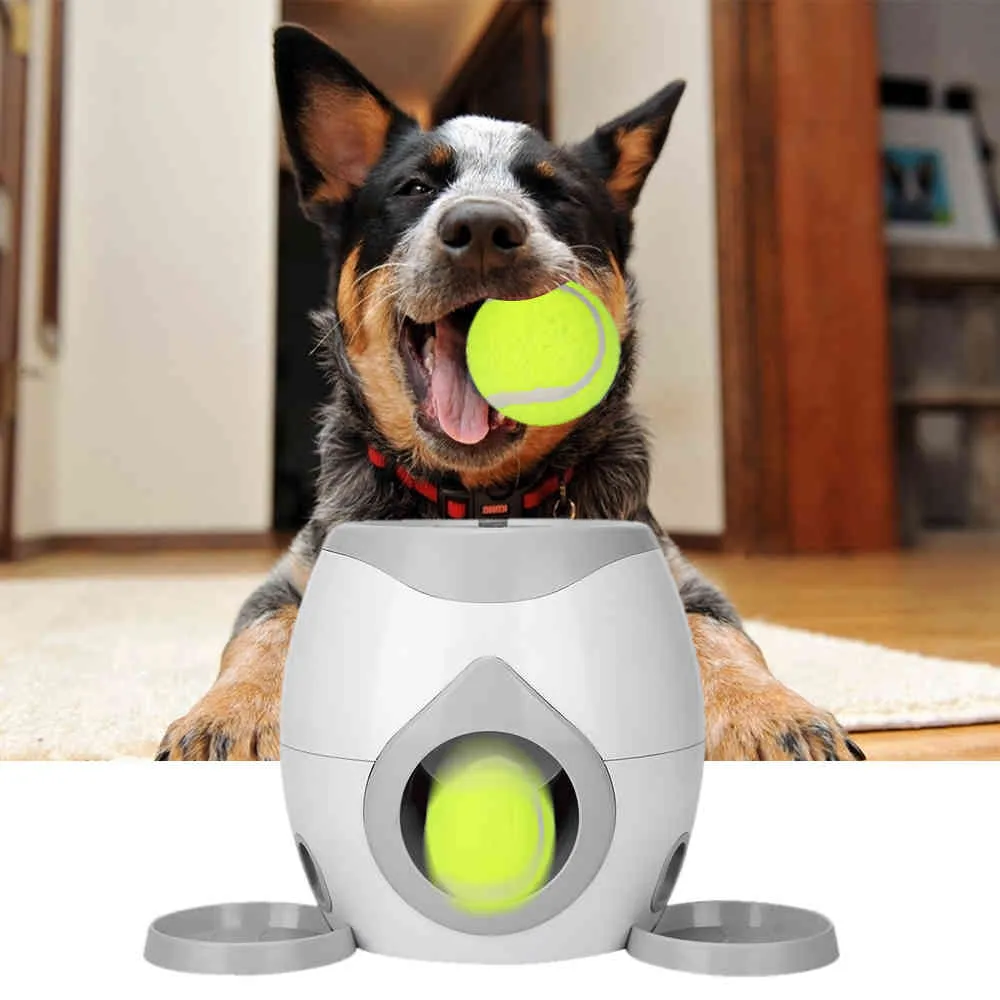 Pet Ball Launcher Dog Tennis Food Reward Machine Thrower Interaktiv behandling Slow Feeder Toy lämplig för katter och hundar Y11255389831