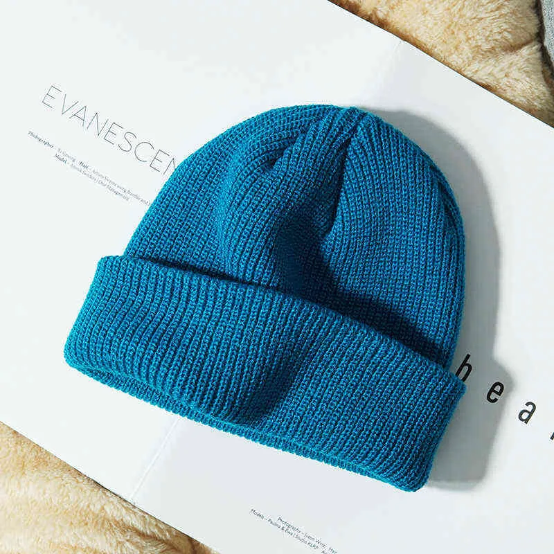 2021 nuovo cappello invernale donna uomo lavorato a maglia solido berretti spesso caldo cappello di lana da donna cappelli beanie femminili Y21111