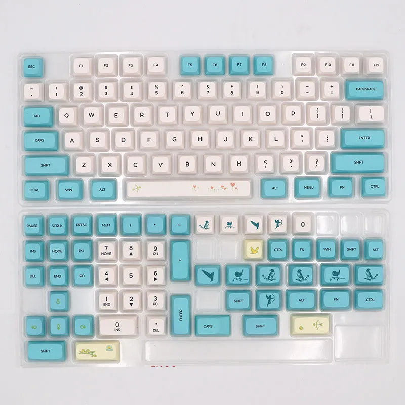 Keypro Chunyang Cyan blanc éthoral de teinture Etherme Subilation Points PBT KEYCAP Clavier mécanique USB câblé 129 Keycaps