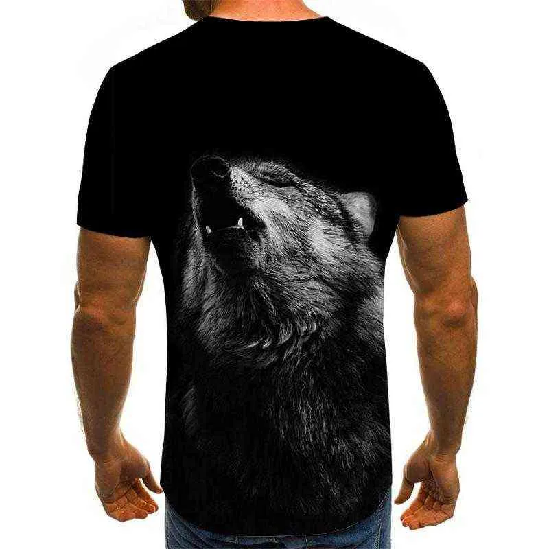 Neue Ankunft Männer Casual T-Shirt 3D-Druck Mode Tier Wolf gedruckt Kurzarm T-Shirt Lustige Männer Rundhals 3D Männer Tees G1217