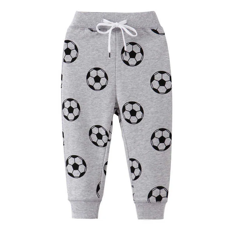 Springende meters baby jongens joggingbroek met voetballen print katoenen trekkoord kinderen meisjes broek broek voor herfst lente 210529