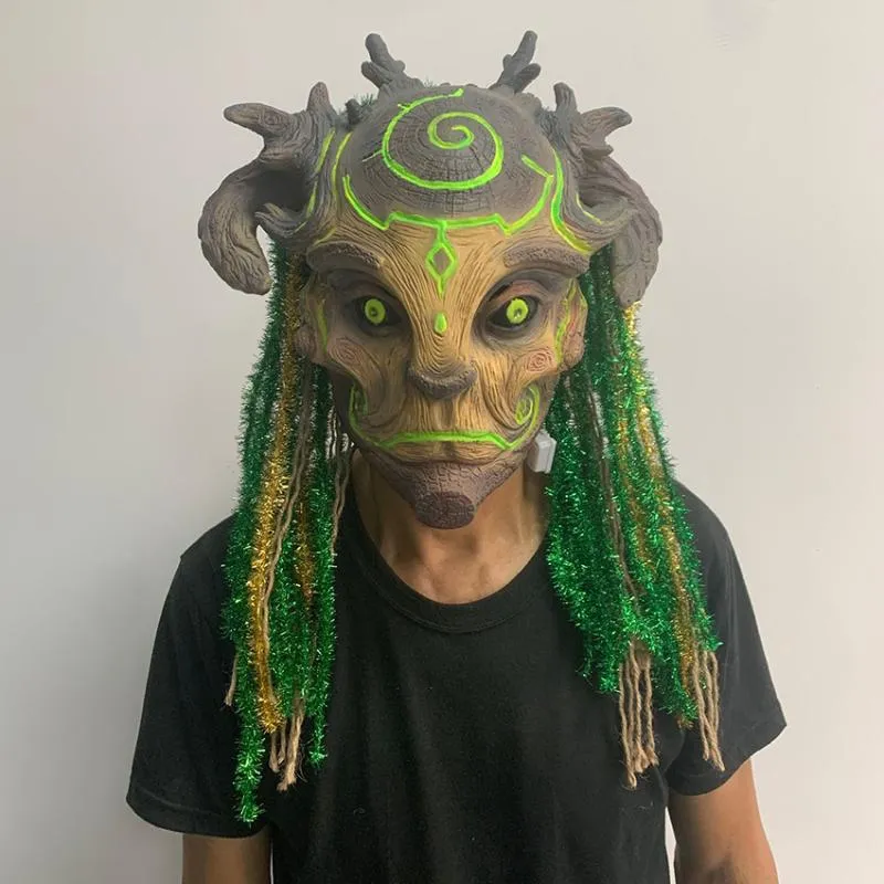 Inne impreza zaopatrzenia w Forest Green Spirit Mask Tree Old Man Scary Horror Zombie Spioky Ghost Creepy Demon Masque 235U