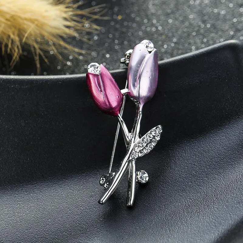 Épingles, broches Rose Gold Couleur Broche Artificielle Perle Fleur Tulipes OL Bijoux à la mode Vente en gros pour femmes Cadeau