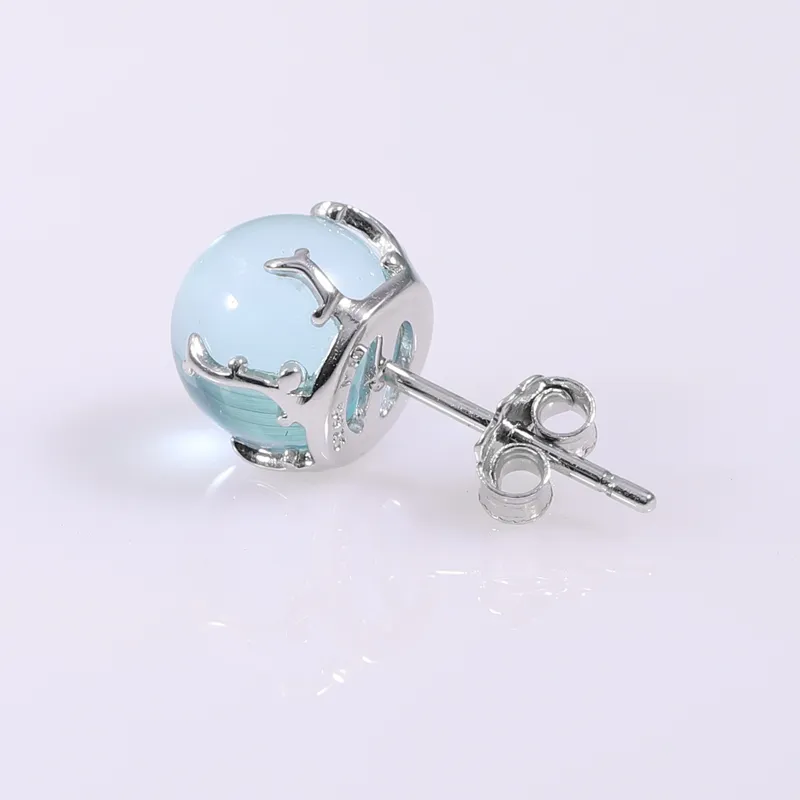 Real 925 Sterling Silver Mermaid Bubble Stud Earrings Jewelry Female Earrings For Women Popular Fishtail268Z