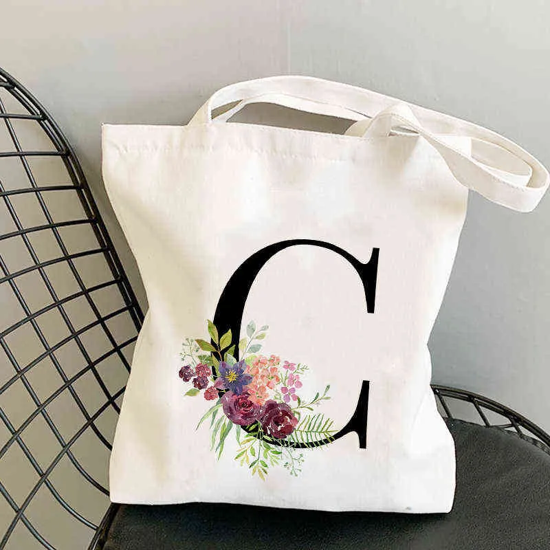 Nxy Shopping Bags Bolsa De Lona Con Letras y Flores Para Mujer Bolso Gran Capacidad Bonito Divertido Verano 0209